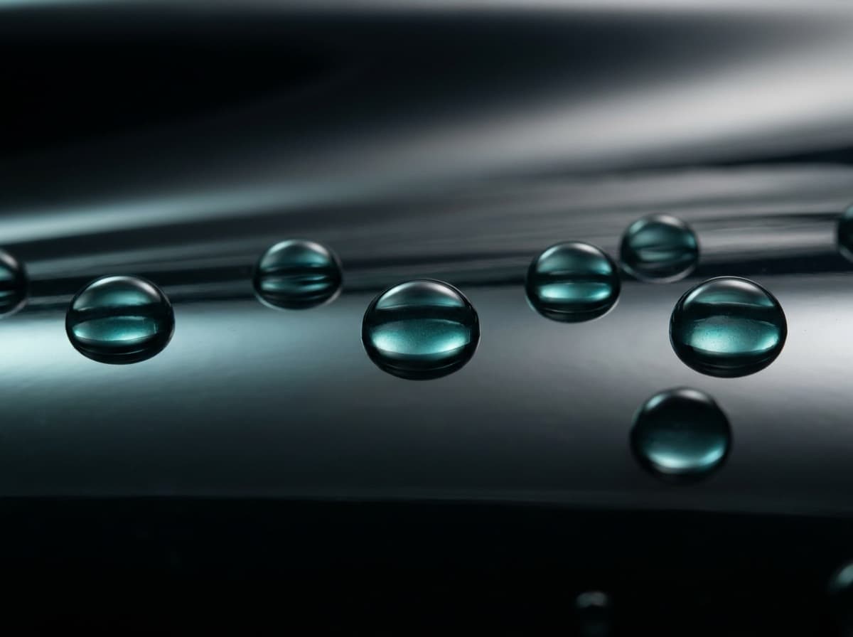 Water beading and rolling off a hydrophobic Aqua Armor coated surface