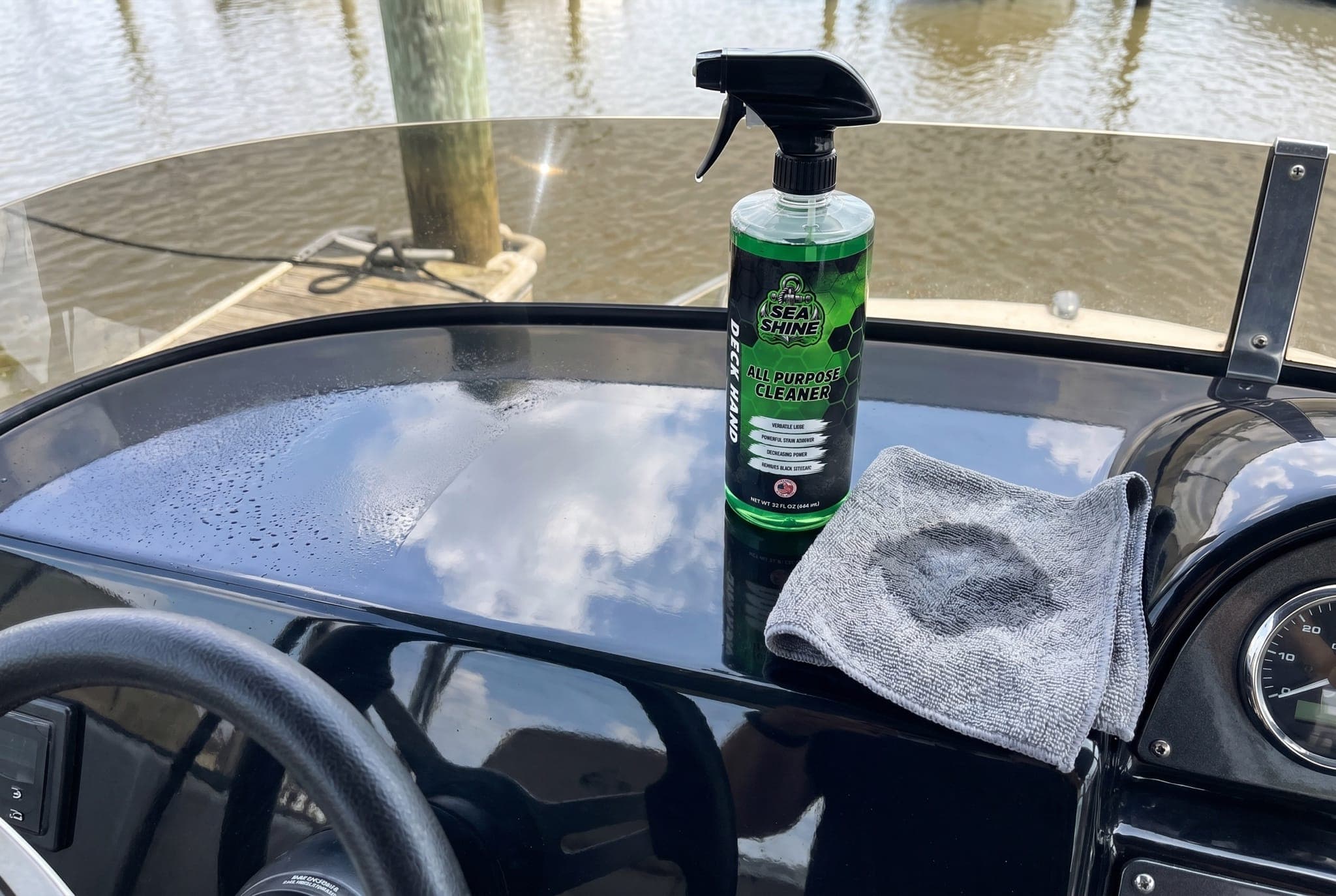 Freshly cleaned non-skid boat deck after a wash with Deck Hand
